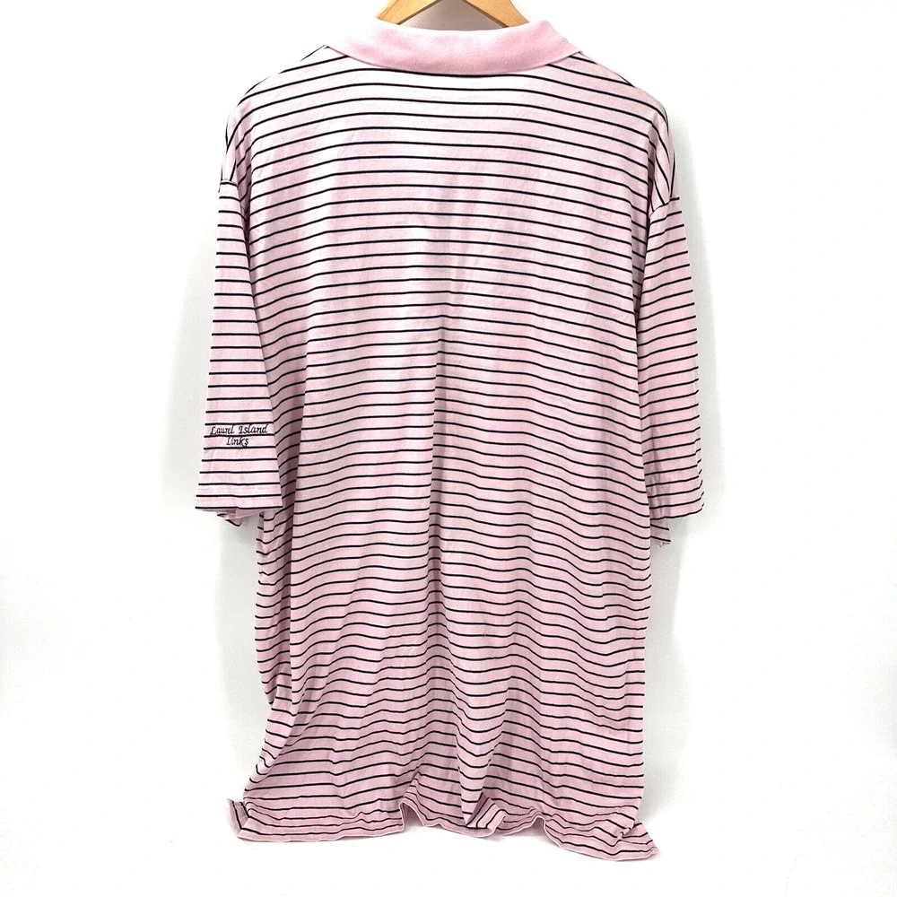 Ralph‎ Lauren Shirt Mens XXL Golf Polo Pink Blue Striped LAUREL ISLAND LINKS